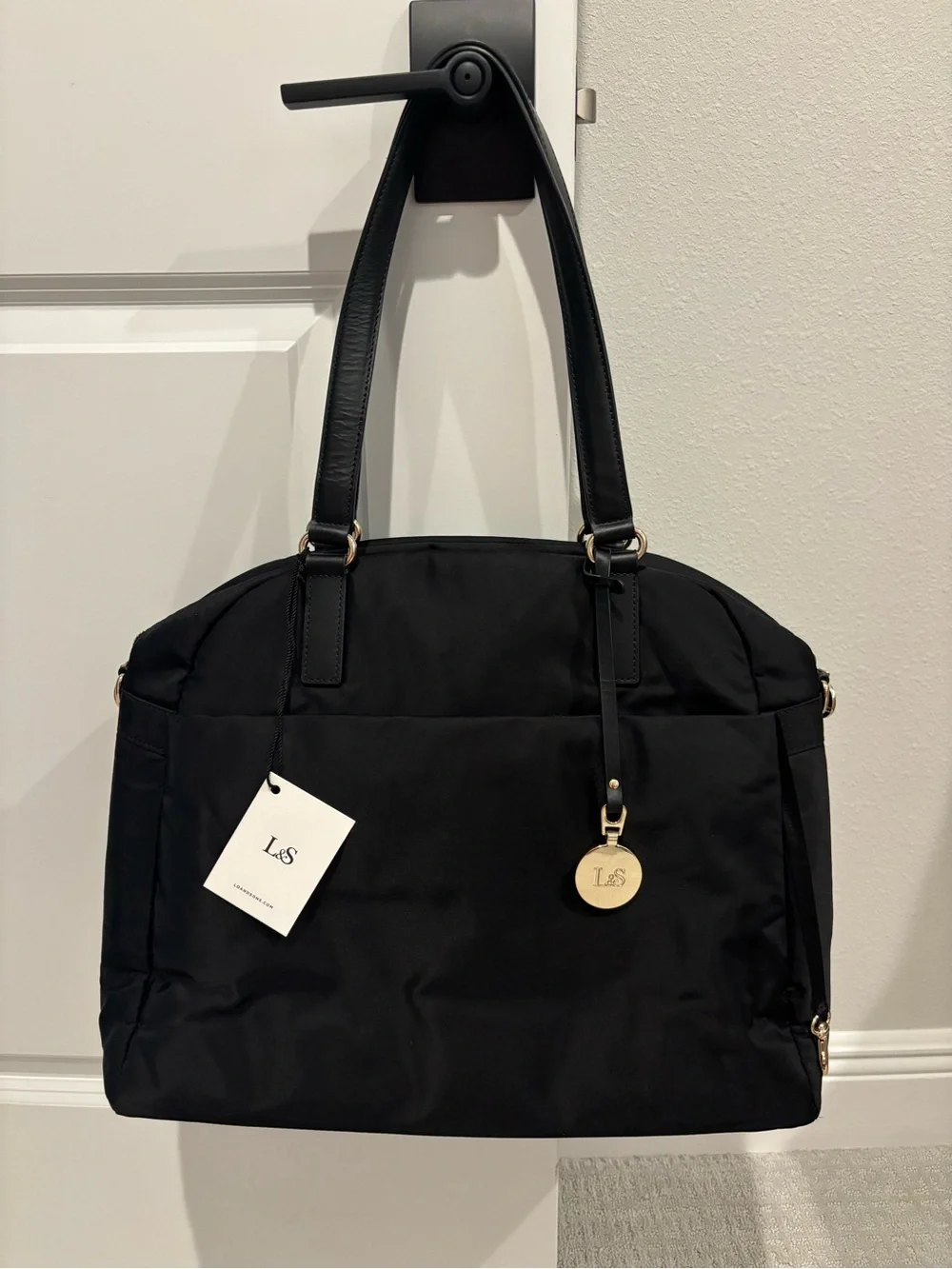 Lo & Sons O.M.G Bag Black/Gold/Lavender NWT